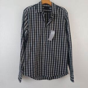 RichMond long sleeve plaid button down t-shirt size M/L